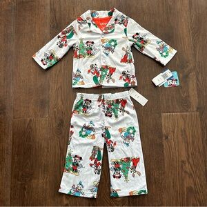 Disney Holiday Christmas Tree Mickey Goofy Donald Pluto 2 Piece PJ Set